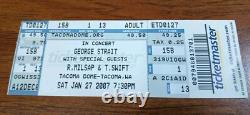 2007 Tacoma Dome George Strait & Taylor Swift & R. Milshap concert Ticket Stub