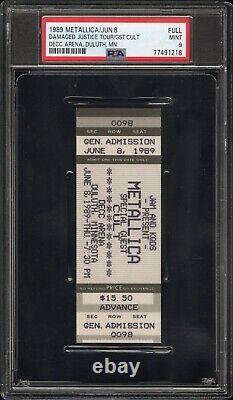 6/8/89 Metallica Cult Concert DECC Arena Duluth, MN Music Full Ticket Stub PSA 9