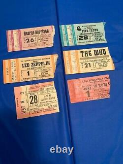 70s 19 rock concert ticket stubs Led Zeppelin Eagles George Harrison Pink Floyd