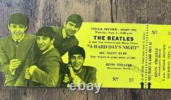 8/3/64 The Beatles Movie Complete Concert Ticket Stub! Irvine Theatre, Illinois