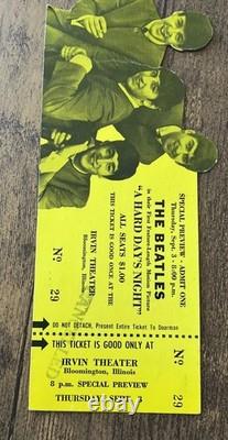 8/3/64 The Beatles Movie Complete Concert Ticket Stub! Irvine Theatre, Illinois
