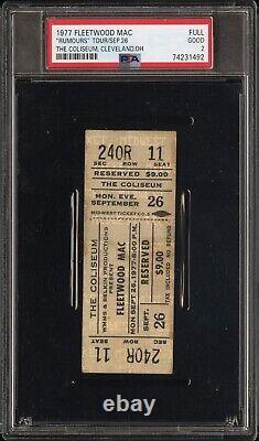 9/28/77 FLEETWOOD MAC Concert Rumours Tour Cleveland Music Full Ticket Stub PSA