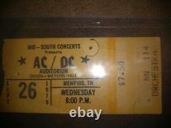 AC/DC 1979 Concert Ticket Stub MEMPHIS TN Dixon-Meyers Hall BON SCOTT