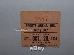 AC/DC Concert Ticket Stub OCT 1979 SPORTS ARENA Ohio BON SCOTT Mega Rare AC-DC