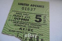 AC/DC Original 1979 CONCERT Ticket STUB Highway to Hell Tour withBON SCOTT