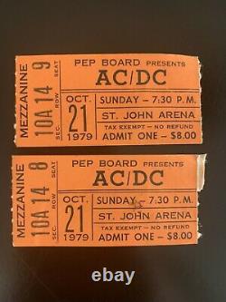 AC/DC Rare Concert Ticket Stubs St. John's Arena 10/21/1979 Columbus, OH