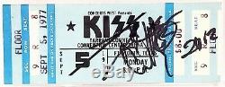 ACE FREHLEY & PETER CRISS Signed KISS 1977 Concert Ticket Stub PSA/DNA SLABBED