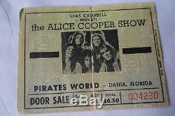 ALICE COOPER Original 1973 CONCERT Ticket STUB Dania, FL