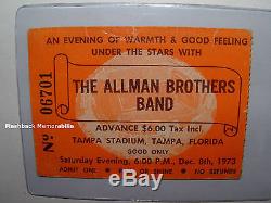 ALLMAN BROTHERS BAND 1973 Concert Ticket Stub TAMPA STADIUM Mega Rare GRAPHICS