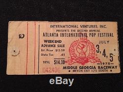 ATLANTA POP FESTIVAL Concert Ticket Stub July 3-5, 1970 JIMI HENDRIX GEORGIA