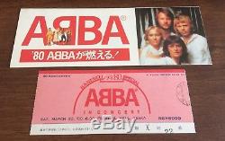 Abba JAPAN vintage 1980 ORIGINAL concert OSAKA ticket stub + PROMO FLYER nr mint