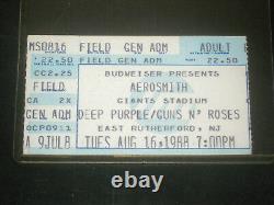 Aerosmithdeep Purpleguns N Roses 1988 Concert Ticket Stubgiant Stadium N. Y