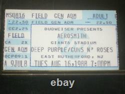 Aerosmithdeep Purpleguns N Roses 1988 Concert Ticket Stubgiant Stadium N. Y