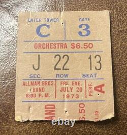 Allman Brothers Rare Concert Ticket Stub New York, Ny 07/20/1973