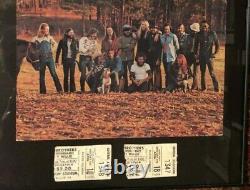 Allman brothers rare postcard with 2 macon concert tickets stubs 1973 framed