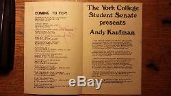 Andy Kaufman Autograph Hand-signed Original Concert Program and Ticket Stub