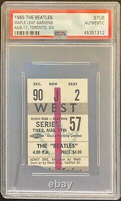 Aug 17 1965 Authentic The Beatles Concert Ticket Stub Maple Leaf Gardens PSA