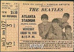 Aug 18 1965 The Beatles Concert Ticket Stub Atlanta Stadium Georgia Vintage Rare
