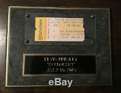 Authentic 1975 Elvis Presley Concert Ticket Stub on plaque with COA