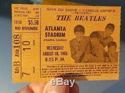 Authentic Beatles Atlanta Stadium August 1965 Concert Ticket Stub Salmon