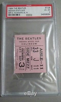 Authentic Beatles Concert Ticket Stub 1964 Indiana State Fair PSA 4 VG-EX