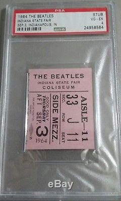 Authentic Beatles Concert Ticket Stub 1964 Indiana State Fair PSA 4 VG-EX