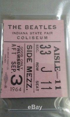 Authentic Beatles Concert Ticket Stub 1964 Indiana State Fair PSA 4 VG-EX