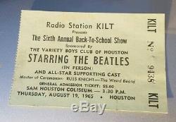 Authentic Beatles Sam Houston Coliseum August 1965 Concert Ticket Stub