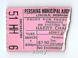 Autographed Harry Chapin Concert Ticket Stub March 7 1978 Lincoln Nebraska