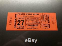 BADFINGER UNUSED Concert Ticket Stub 1-27-1973 PIRATES WORLD DANIA MIAMI FLORIDA