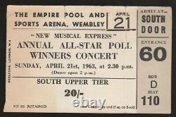 BEATLES April 21, 1963 Empire Pool Wembley NME Winners UK Concert Ticket Stub Z1