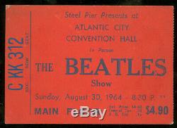 BEATLES Atlantic City Convention Hall August 30, 1964 Concert Ticket Stub