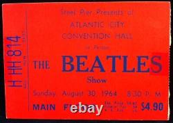 BEATLES Atlantic City Convention Hall August 30, 1964 Concert Ticket Stub V3