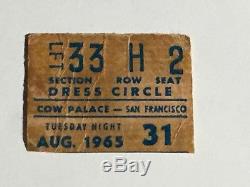 BEATLES ORIGINAL 1964 Concert Ticket Stub SanFrancisco Cow Palace August 31 1965