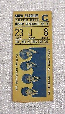 Beatles Original 1966 Concert Ticket Stub Shea Stadium Nyc Rare & Scarce