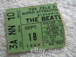 BEATLES Original 1964 CONCERT TICKET STUB Dallas, TX