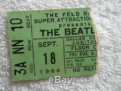 BEATLES Original 1964 CONCERT TICKET STUB Dallas, TX