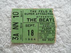 BEATLES Original 1964 CONCERT TICKET STUB Dallas, TX