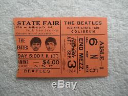 BEATLES Original 1964 CONCERT TICKET STUB Indianapolis NM