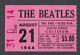 Beatles Original 1964 Concert Ticket Stub Seattle Pink