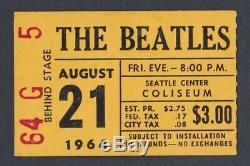 BEATLES Original 1964 CONCERT TICKET STUB Seattle Yellow