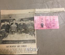 BEATLES Original 1964 CONCERT TICKET Stub Jacksonville, Fl-RARE. WithJax Articles