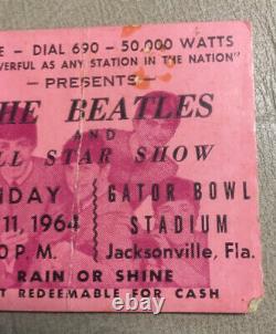 BEATLES Original 1964 CONCERT TICKET Stub Jacksonville, Fl-RARE. WithJax Articles