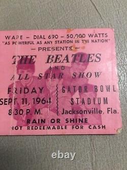 BEATLES Original 1964 CONCERT TICKET Stub Jacksonville, Fl-RARE. WithJax Articles