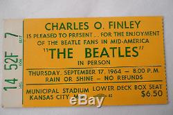 BEATLES Original 1964 CONCERT Ticket STUB Kansas City, MO