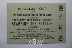 BEATLES Original 1965 CONCERT TICKET STUB Houston EX+