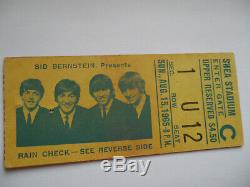 BEATLES Original 1965 CONCERT TICKET STUB Shea Stadium, NYC EX