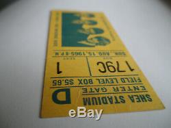 BEATLES Original 1965 CONCERT TICKET STUB Shea Stadium, NYC EX