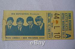 BEATLES Original 1965 CONCERT Ticket STUB Shea Stadium, NYC