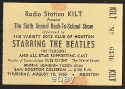 BEATLES Sam Houston Coliseum Texas August 19, 1965 Concert Ticket Stub (Yellow)